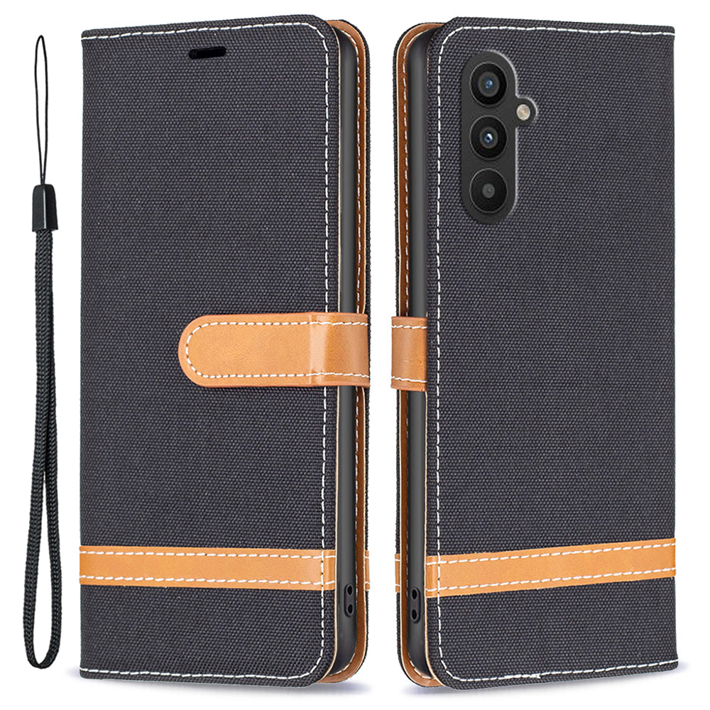 Til Samsung Galaxy A24 4G splejsning PU læder telefoncover Jeans Stof telefonetui med stativ tegnebog Til Samsung Galaxy A24 4G splejsning PU læder telefoncover Jeans Stof telefonetui med stativ tegnebog